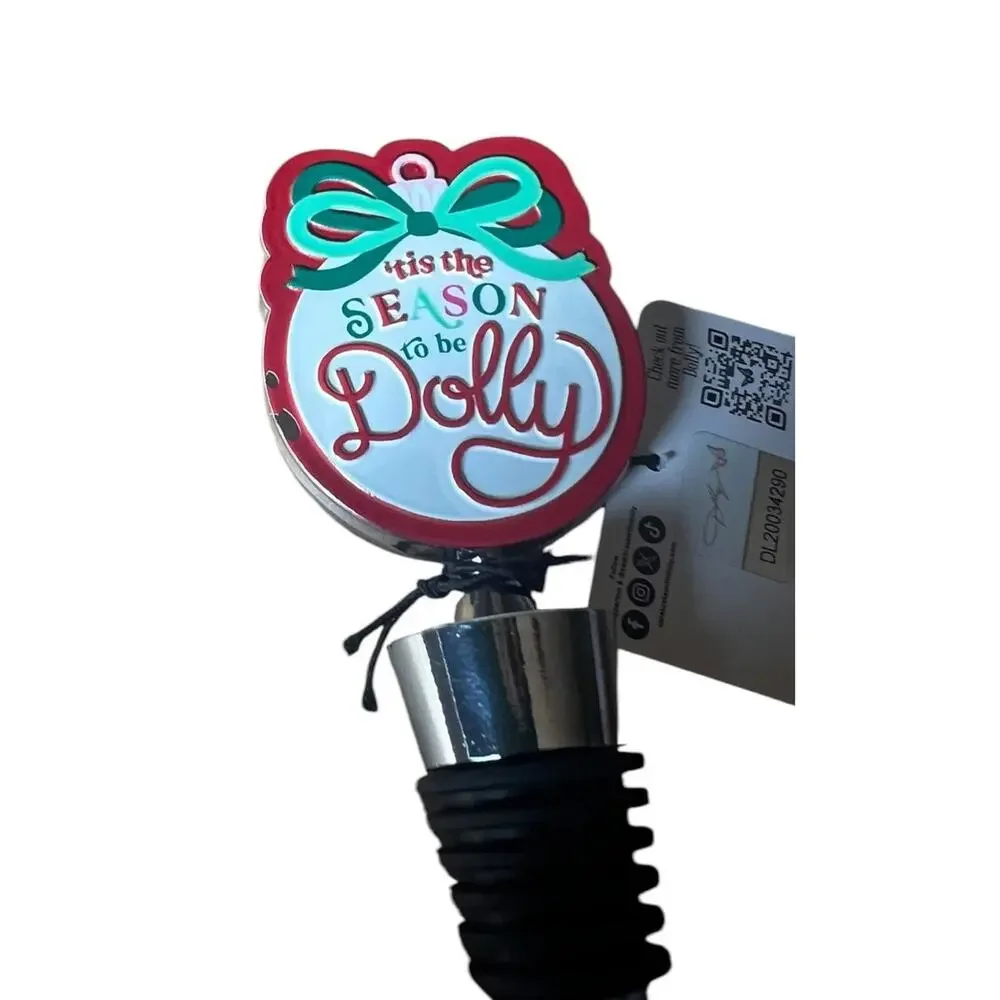 Dolly Parton Festive Holiday Party Bar Set of Two Gift Wine Bottle Stoppers